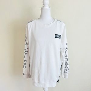 Victoria’s Secret PINK White & Black Block Logo Sweatshirt